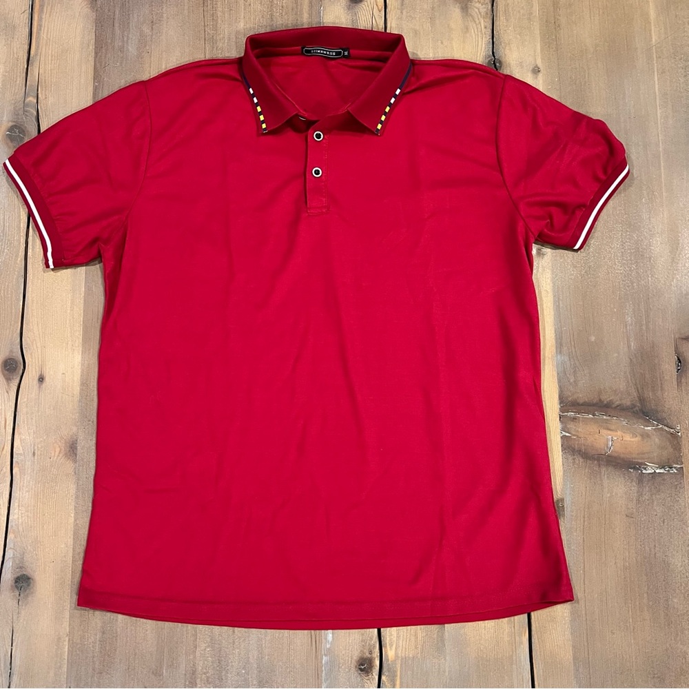 SIIMHWRSS Mens Red Short Sleeve Polo Shirt